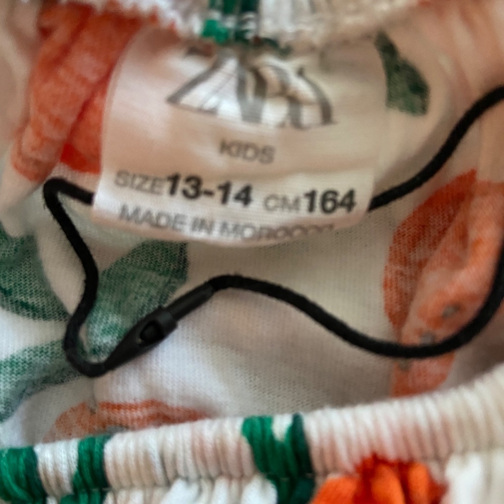 ZARA Girl's Orange Print Ruffle Shirt, Size Girl's 13-14 - Picture 2 of 2
